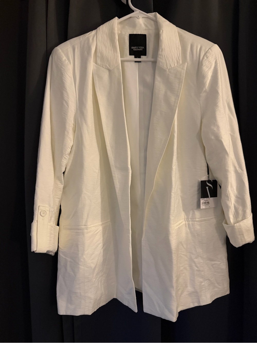 Simply Vera Vera Wang Cream Open-Front Textured Blazer